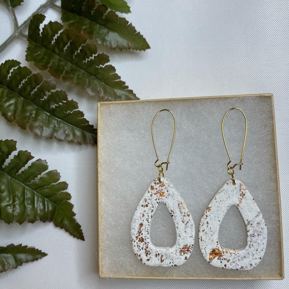 White/ Bronze Polymer Clay Drops